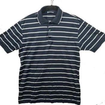 Polo Burlington Taille M Bleu Marine Rayé Coton Stretch
