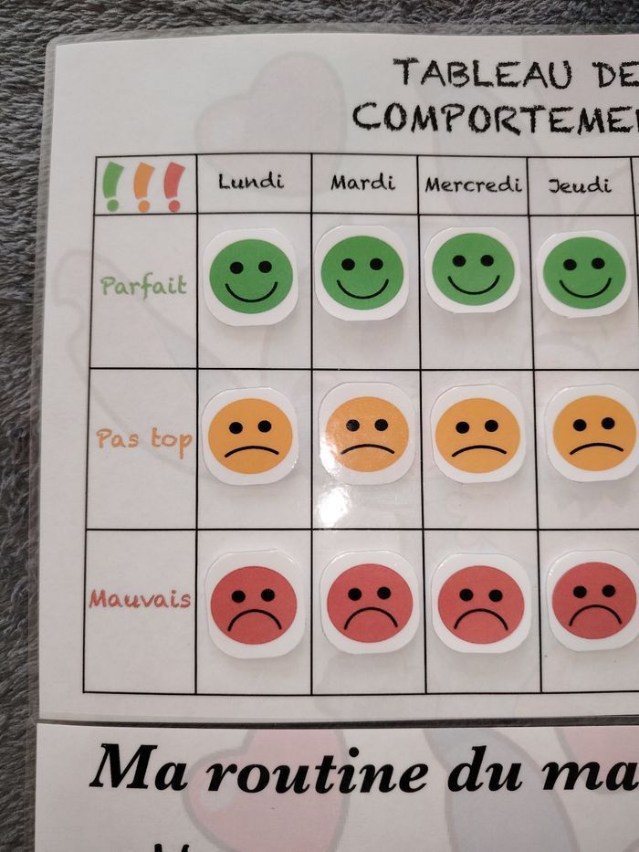 Ma routine du matin et du soir plus fiche comportement - photo numéro 2