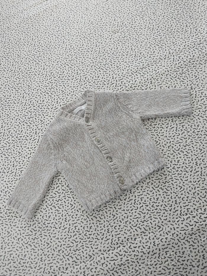 Gilet bébé OBaïbi 3 mois beige chiné 100% coton – mixte – très bon état - photo numéro 4