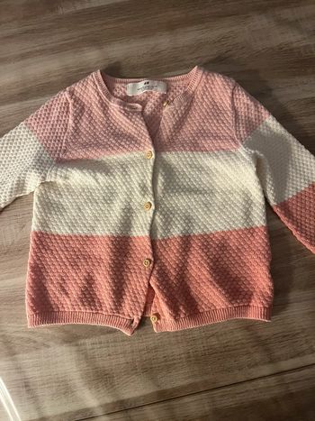 Gilet H&M rayé rose et blanc