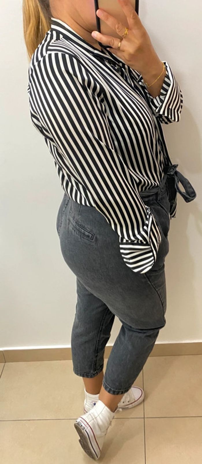 Superbe Chemise Rayée Col A Nouer Taille 38 - photo numéro 6