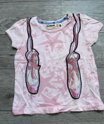 Tshirt desigual rose motif chaussons ballerines danceuse 18 mois paillettes 