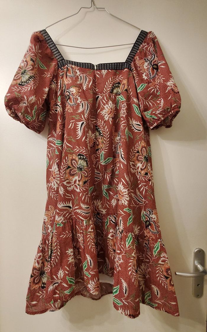 Robe évasée manches ballons rouge foncé femme Cache Cache T42 - photo numéro 2