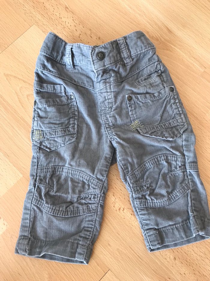 Pantalon léger côtelé gris 6 mois garçon Okaidi