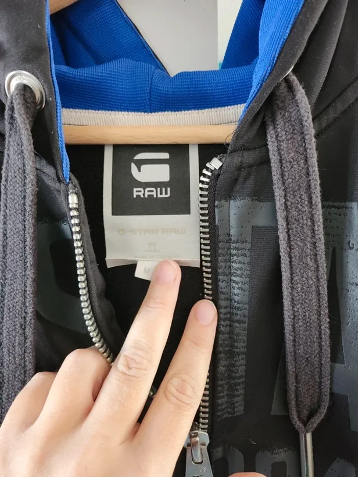Veste gilet Gstar Raw à capuche taille M bon état noire et bleue - photo numéro 3