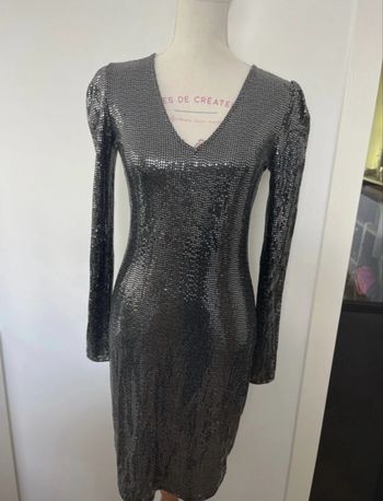 Robe pailletée argentée – manches longues – Pimkie taille s neuve