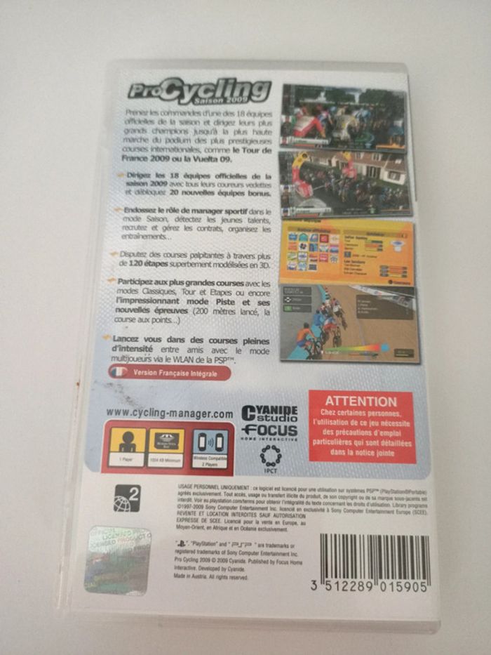 Jeu umd PSP pro cycling 2009 en bon état - photo numéro 2