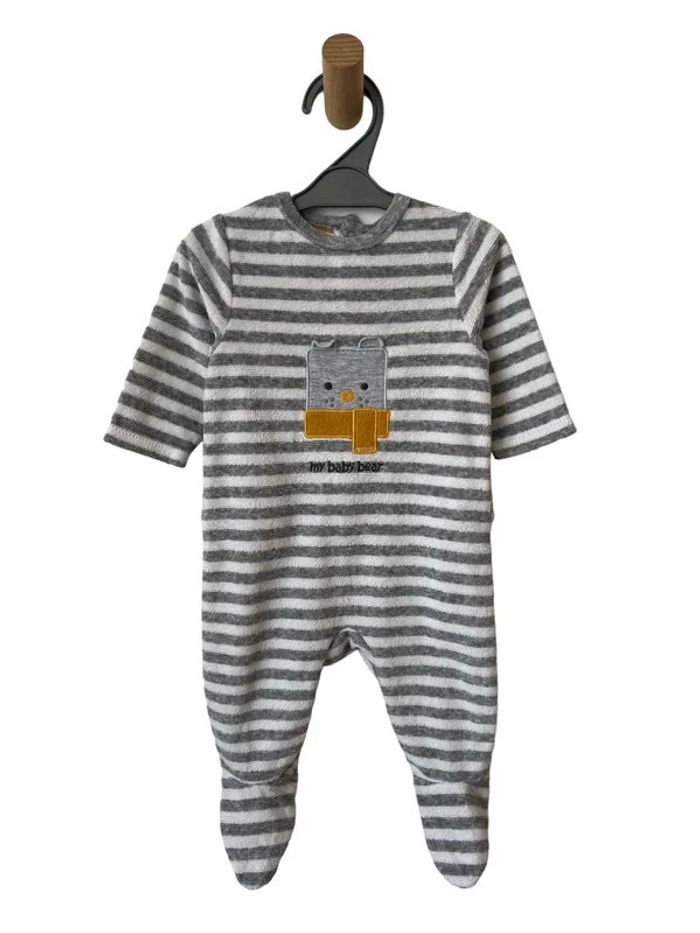Pyjama bébé rayé gris et blanc - Obaïbi 3 mois (59cm)