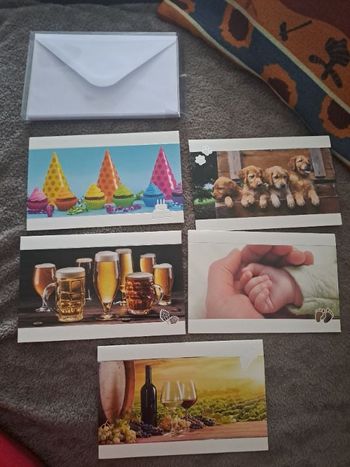 Lot de 5 cartes et enveloppes