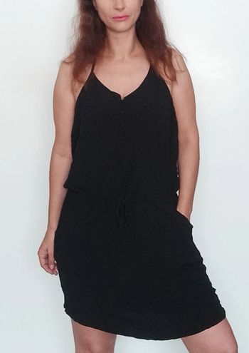 Robe blouse casual unie noire taille 46