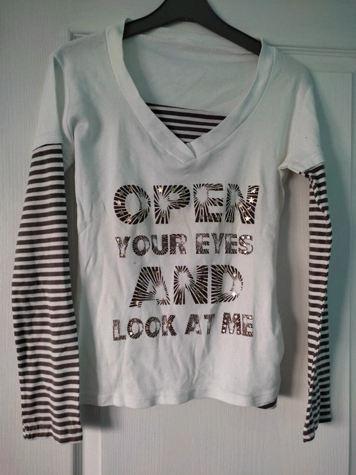 T-shirt manches longues "open your eyes" T.2