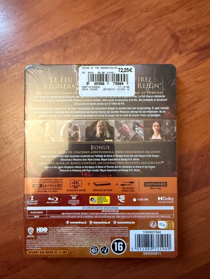 House of the Dragon Season 1 Blu-ray 4k Steelbook NEUF sous blister - photo numéro 2