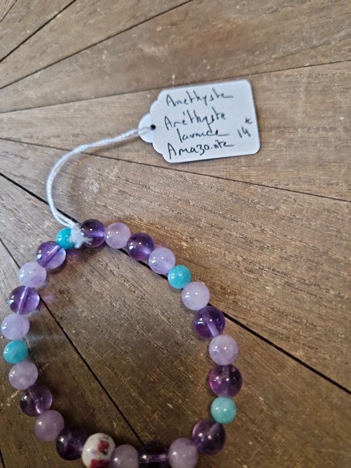 Bracelet améthyste,  lavande et amazonite - photo numéro 3