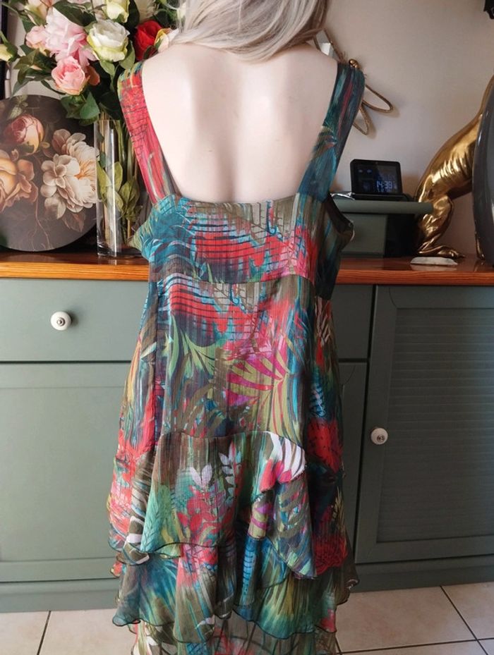🐝Robe d'Été Imprimé Floral & Froufrous Toscane T44+🐝 - photo numéro 9