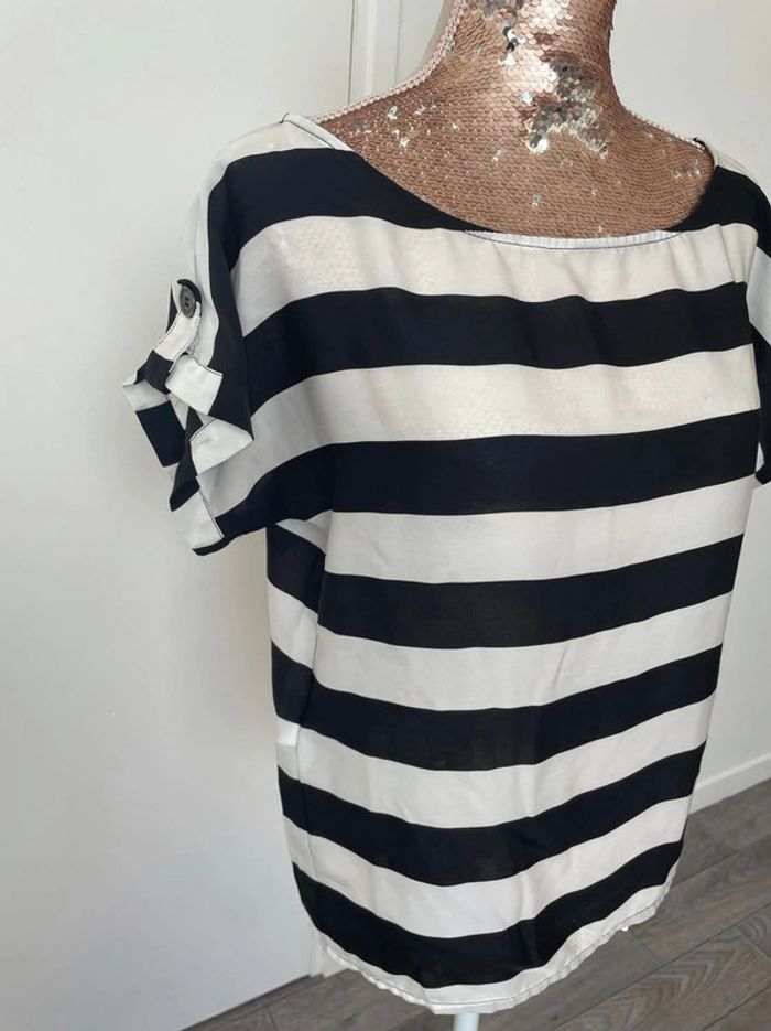 Blouse manches courtes fluide Suite Blanco noir et blanc XS - photo numéro 3
