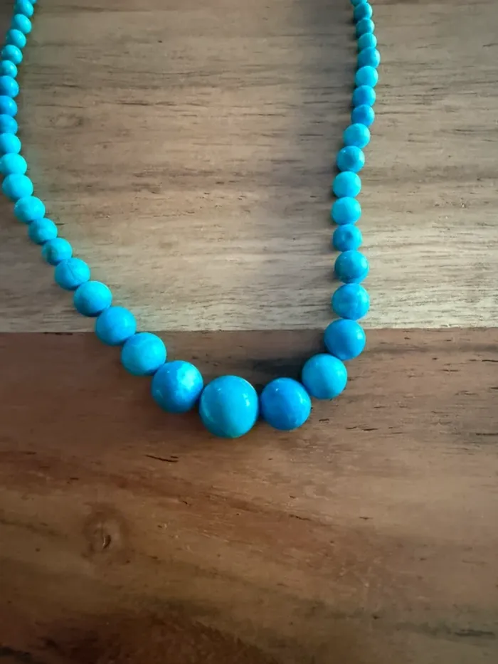 Collier vintage perles bleues - photo numéro 4