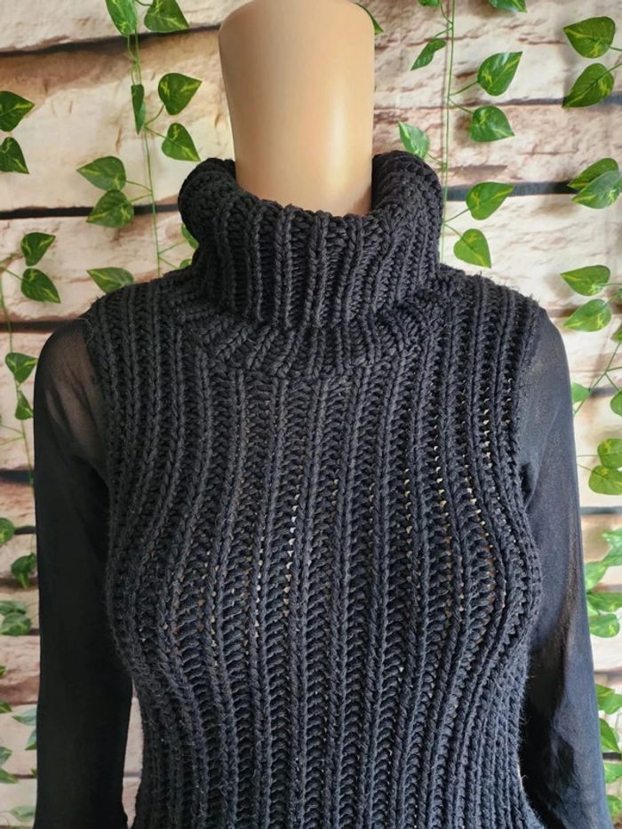 🌸Pull noir col roulé manches transparentes Taille 34/36🌸 - photo numéro 2