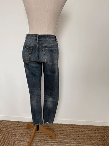 Jean stretch bleu skinny slim pantalon troué destroy pants Hosen Broek Calças pantaloni Panta
