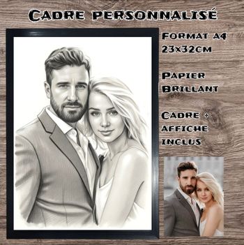 Cadre personnalisé portrait couple format A4 23x32cm