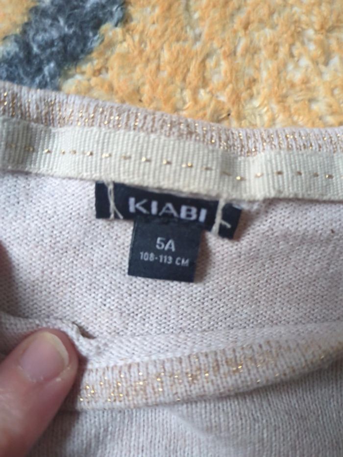 Pull fin beige rosé chat 5 ans - photo numéro 3