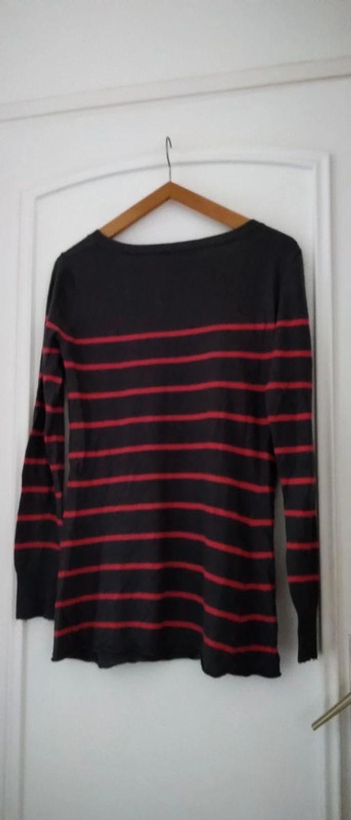 Pull long à rayures avec poche et fermeture éclair gris femme 3 suisses - photo numéro 4