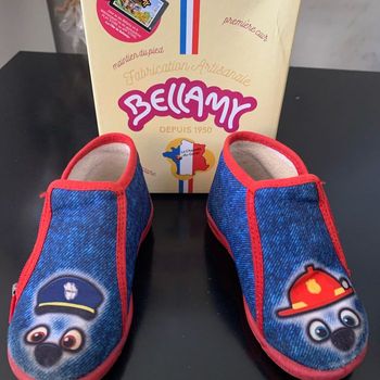 Pantoufles 22 Policier & Pompier rouge bleu