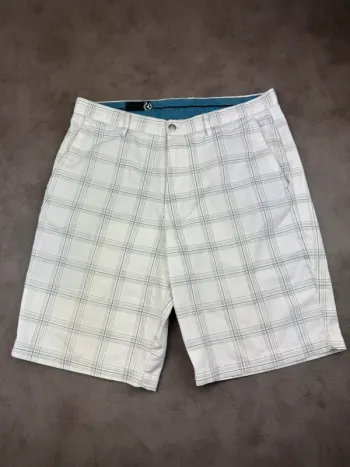 Short chino Volcom à carreaux Blanc et bleu Taille 36