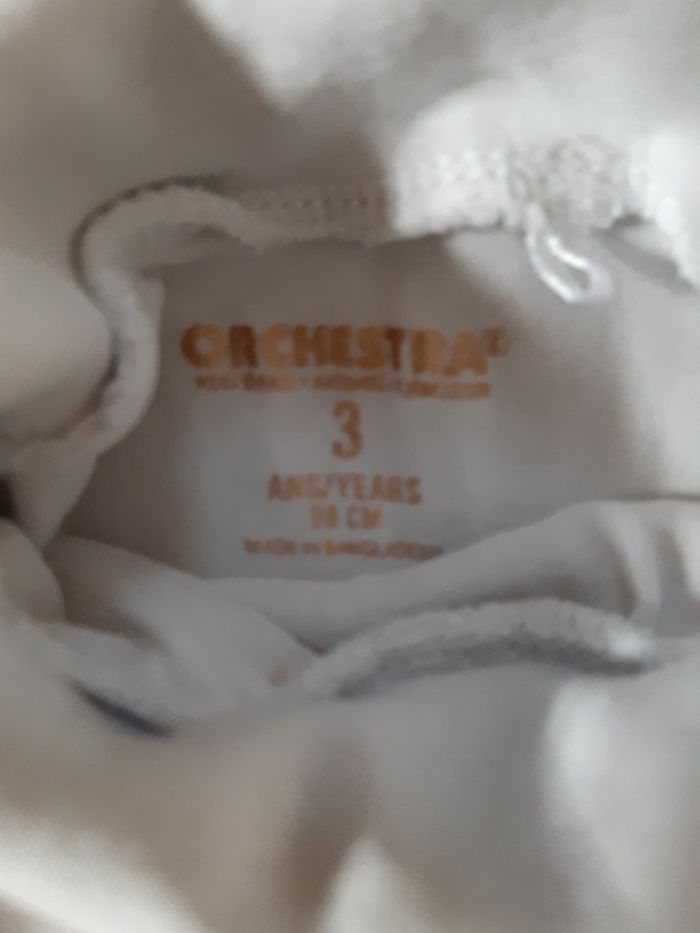 Sous-pull (tee-shirt col roulé) blanc fille - Orchestra - 3 ans - photo numéro 3