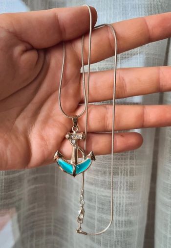 Collier ancre marine bleu