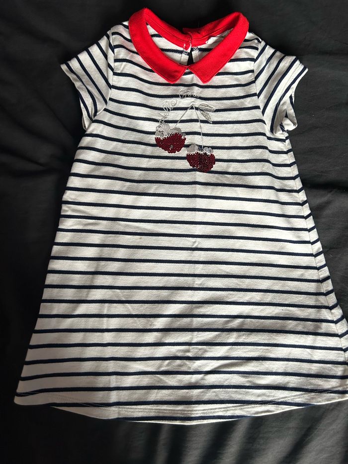 Robe marinière cerise sequin 4 ans