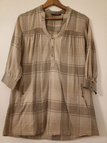 Chemise à carreaux beige T40