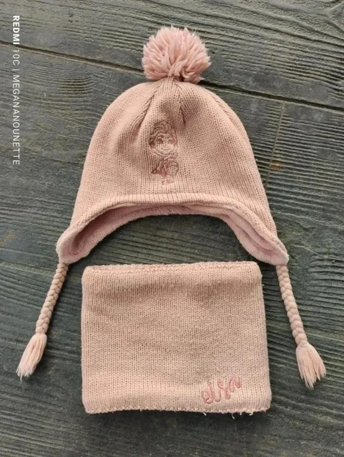 🧣 Ensemble bonnet & snood – La Reine des Neiges – 3 à 5 ans – Disney