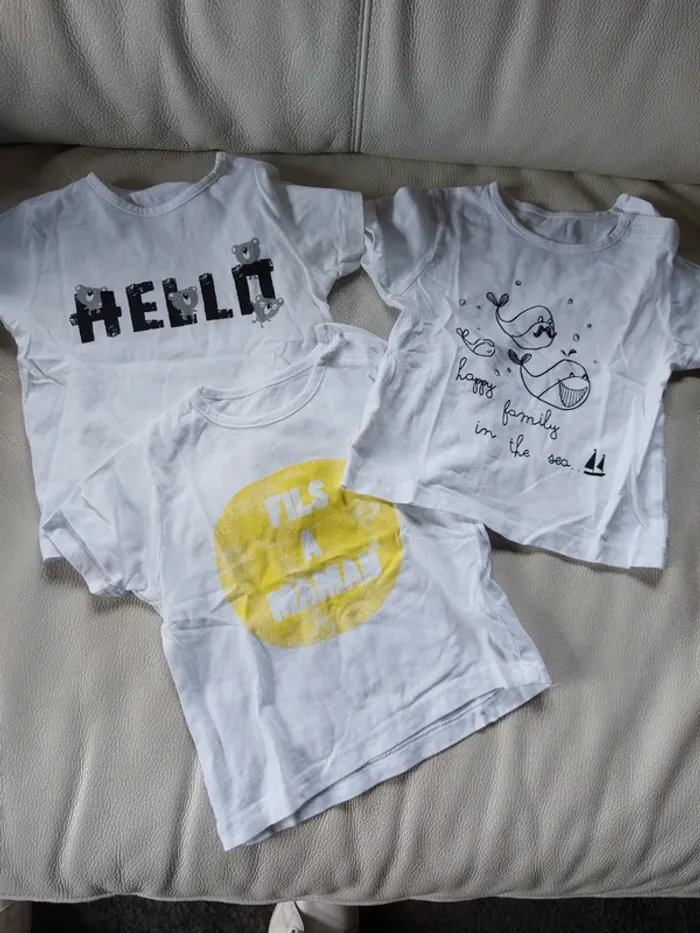 Lot de 3 tee-shirts manches courtes en coton 9 mois