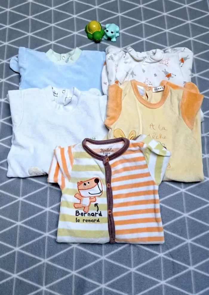 🦁Lot 5 pyjamas hiver, garçon 3 mois