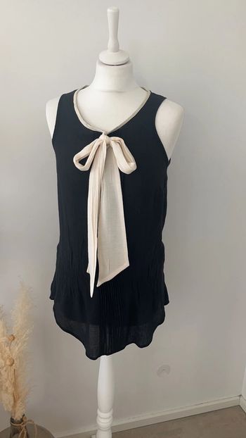 Blouse noire avec cravate écrue Sandro S