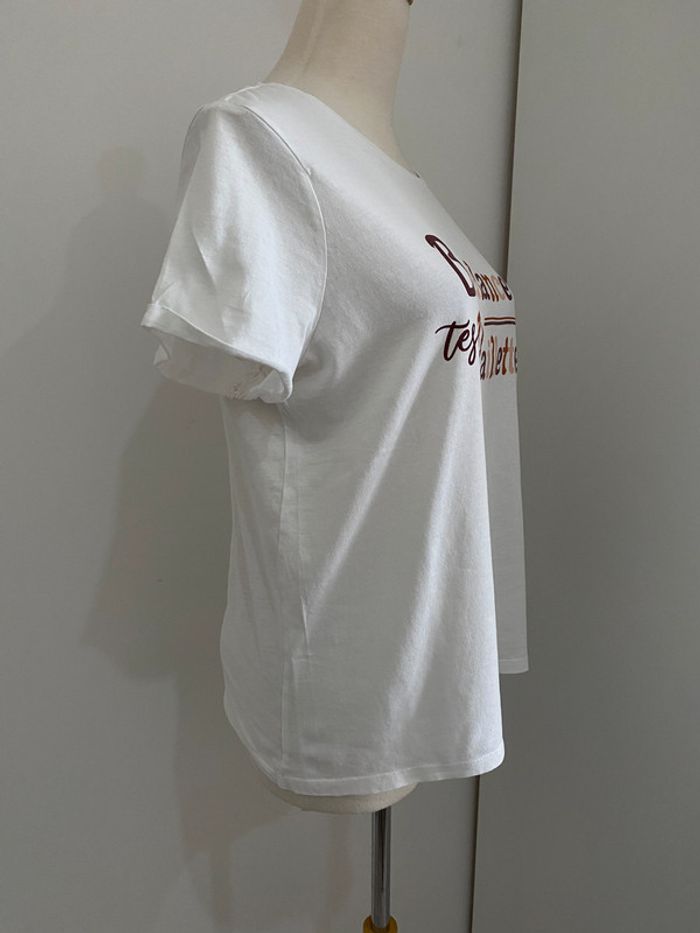 T-shirt blanc lettres pailletées Cache Cache - photo numéro 2