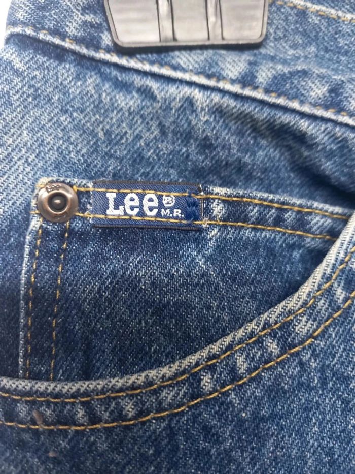Jeans taille haute Lee vintage bleu foncé en coton - photo numéro 4
