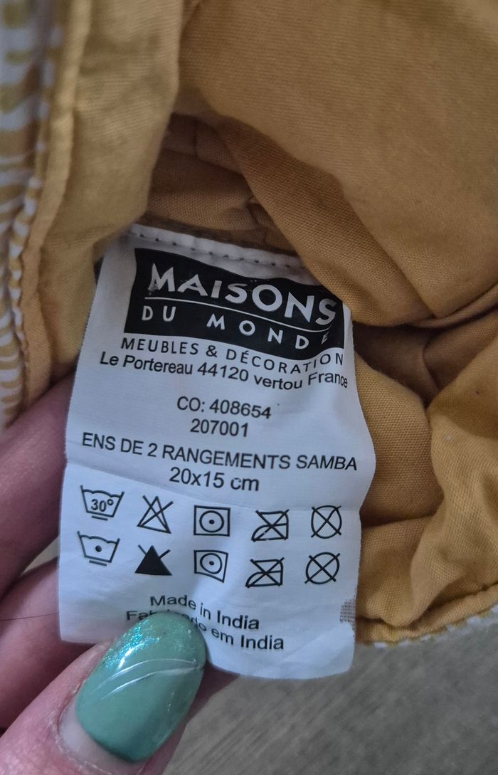 Lot panières de rangement tissus Samba - photo numéro 8