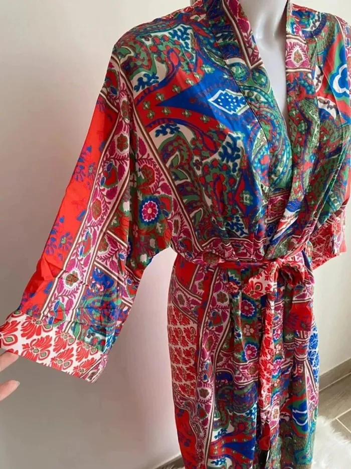 Joli kimono long multicolore femme taille unique - photo numéro 2