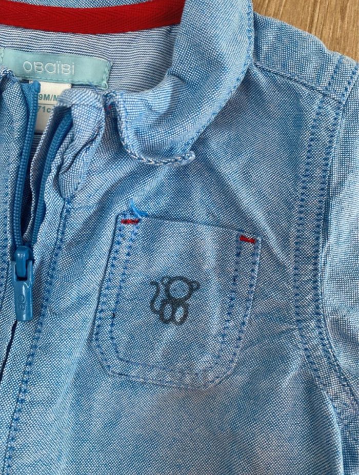 Ensemble bébé garçon  chemise bleu et pantalon  rouge  9 mois - photo numéro 4