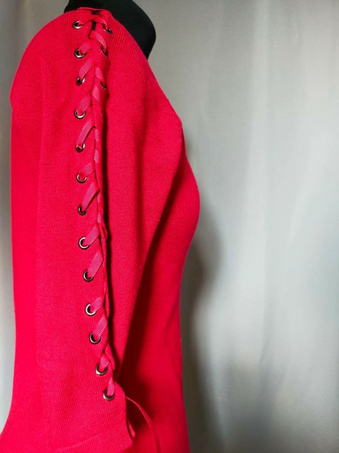 Pull rouge à lacets sur manches – Morgan – T. S - photo numéro 4