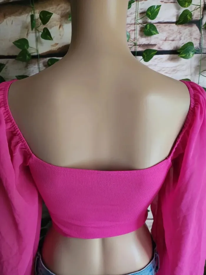 🌸Croptop Shein manches bouffantes transparentes Taille 34🌸 - photo numéro 7