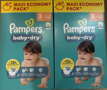 2 cartons de 136 couches Pampers Baby Dry Taille 3