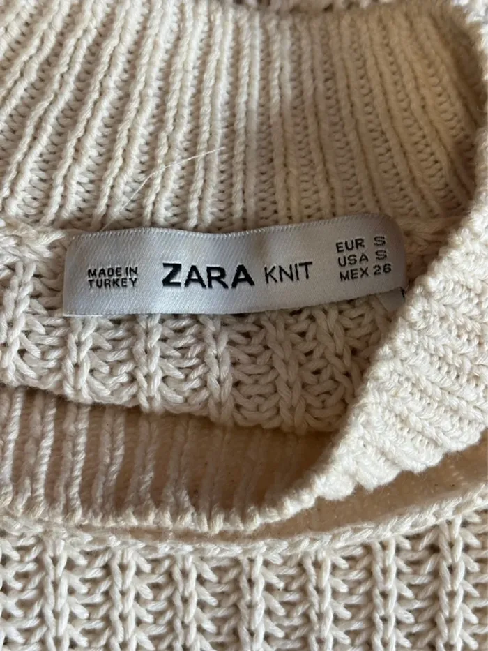 Pull maxi oversize décolleté V 100% coton tricot Zara Knit taille L - photo numéro 6