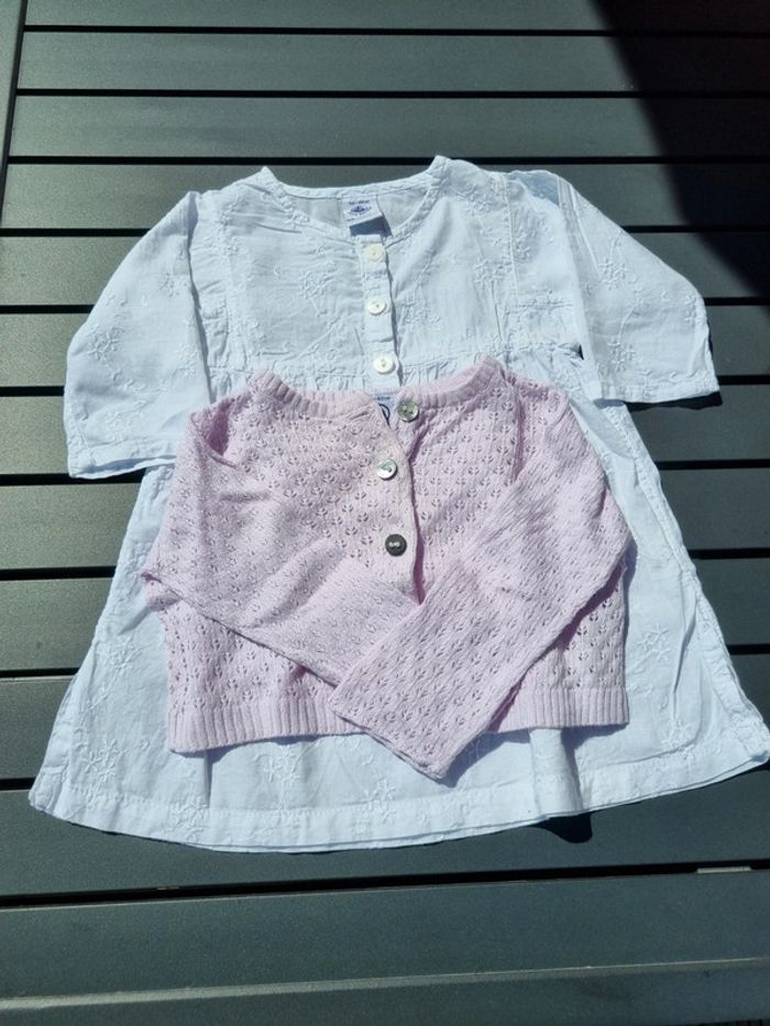 Robe coton léger + gilet fin petit bateau