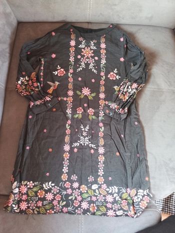 Robe manches longues Fille 8 ans Fleurs oiseaux Zara