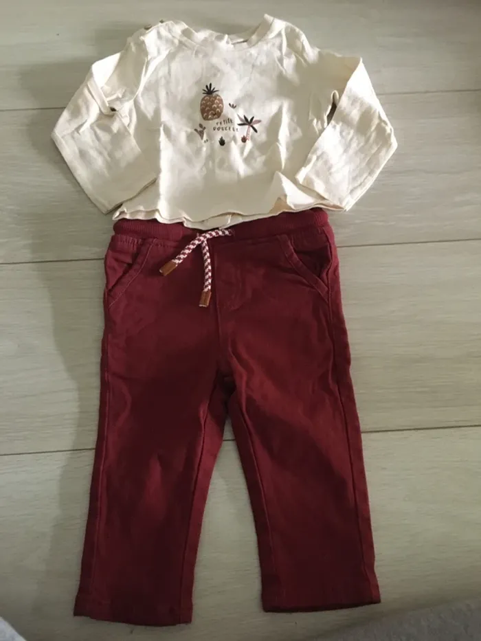Ensemble pantalon + t-shirt manches longues 9 mois Vertbaudet