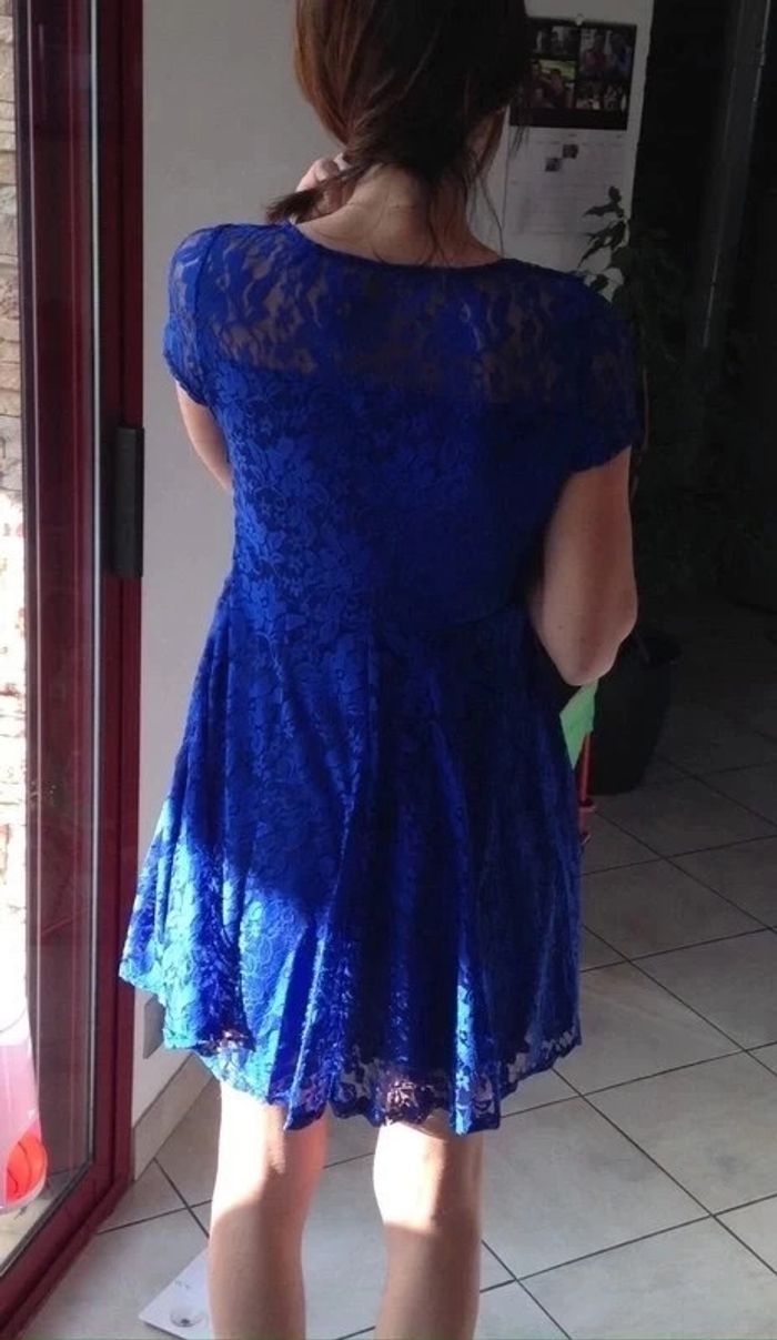 Robe dentelle bleu électrique cocktail s - photo numéro 6