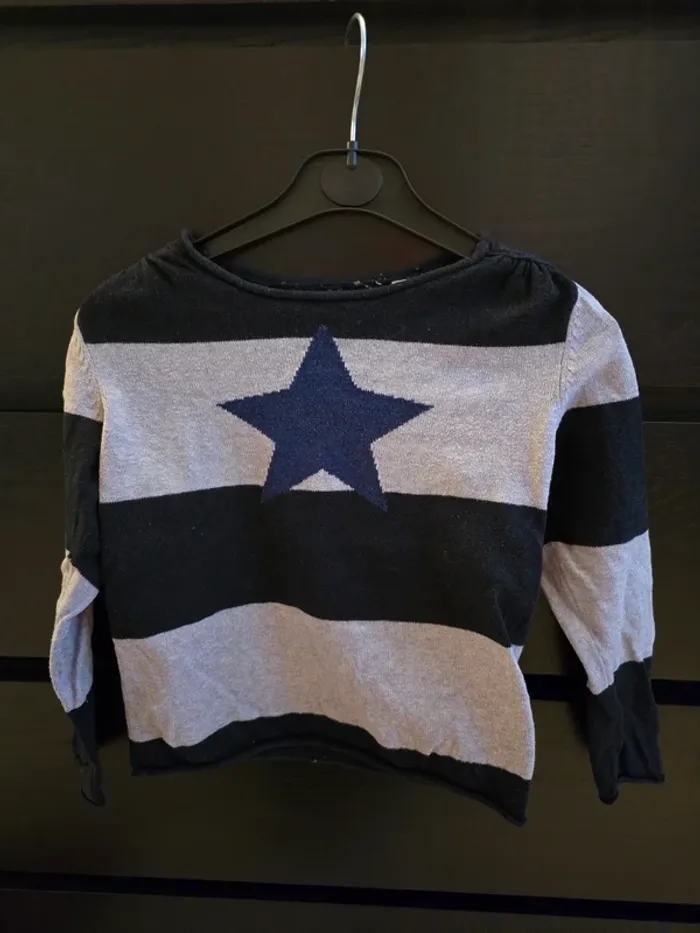 pull fin bleu étoile Okaïdi