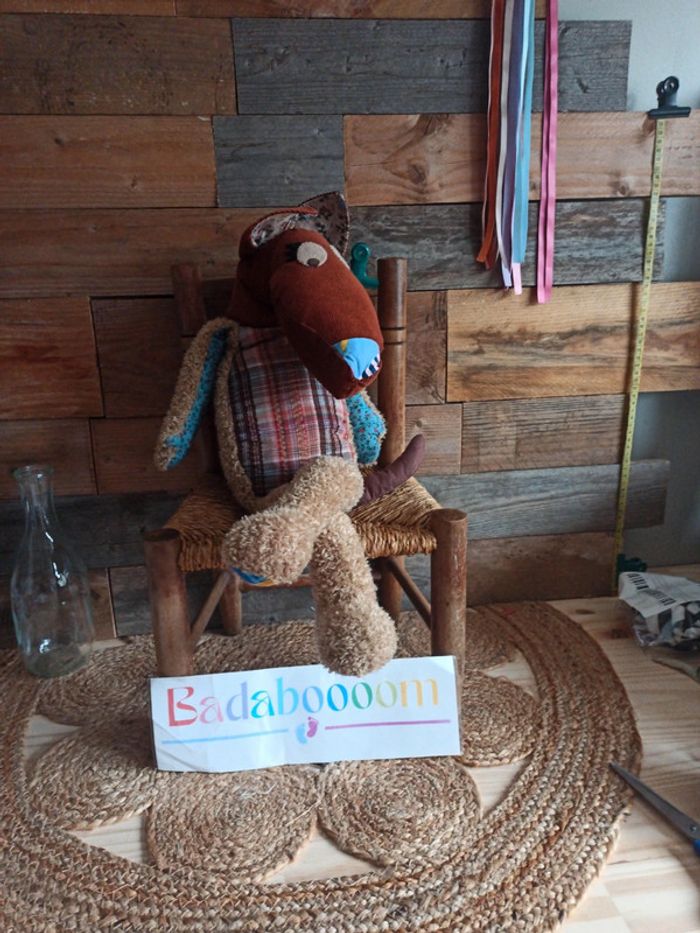 peluche grand loup patchwork tbe